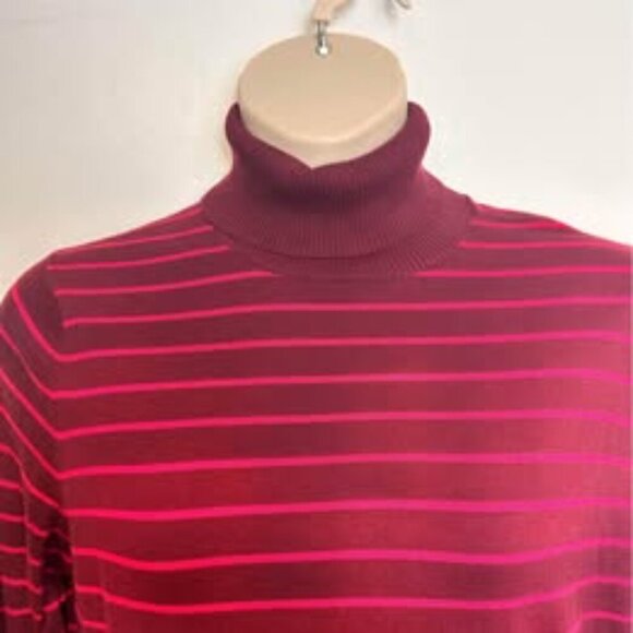 Lands’ End Women's stripe pull over sweater turtle neck size 14/16 #0815 - Picture 3 of 7